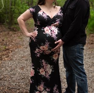 Black Floral Maternity Dress